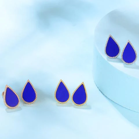 Drop / Earrings Blue Gold - Image 6