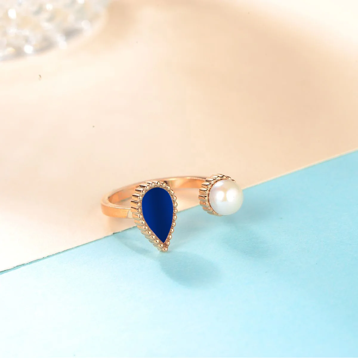 Drop / Ring Blue Rose Gold - Image 3