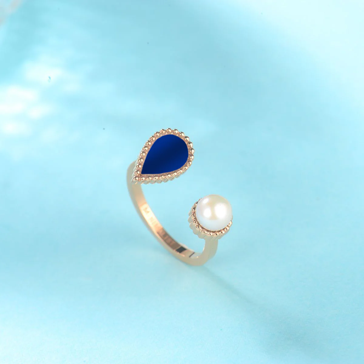Drop / Ring Blue Rose Gold - Image 4