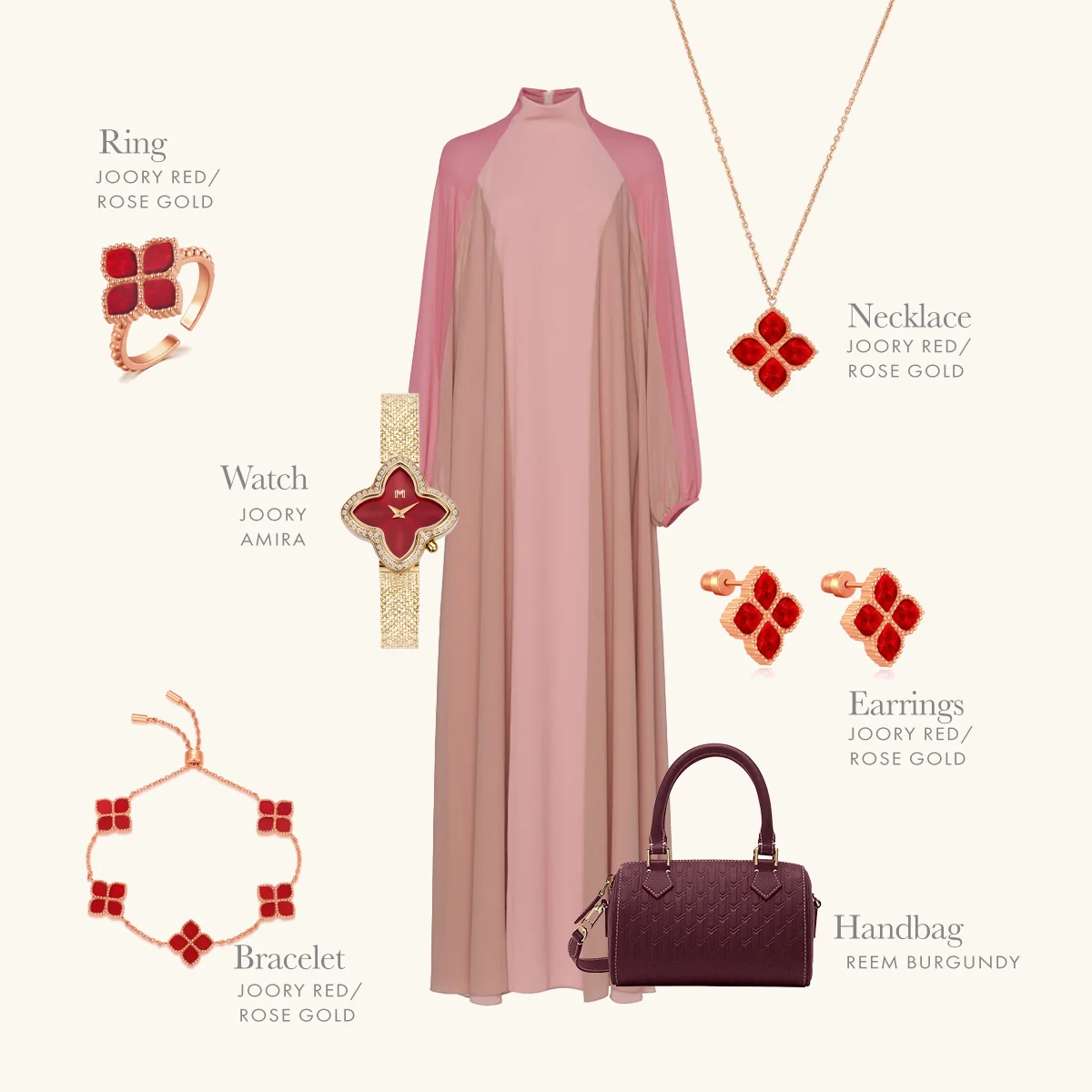 Joory / Earrings Red Rose Gold - Image 7