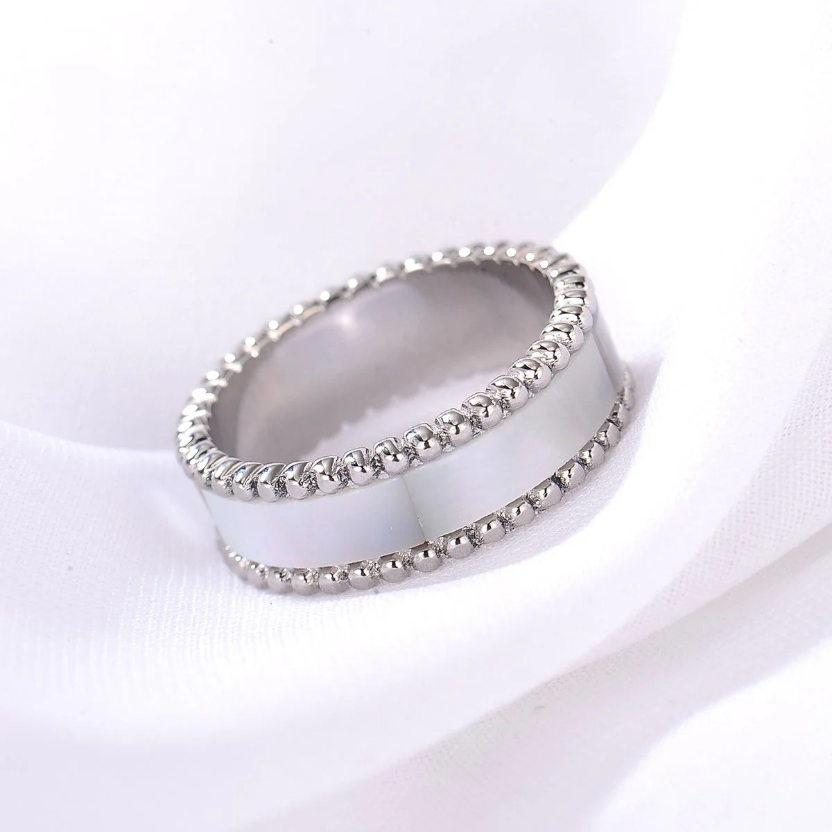 Lulwah Ring / Pearl Silver ( Size 8 ) - Image 3