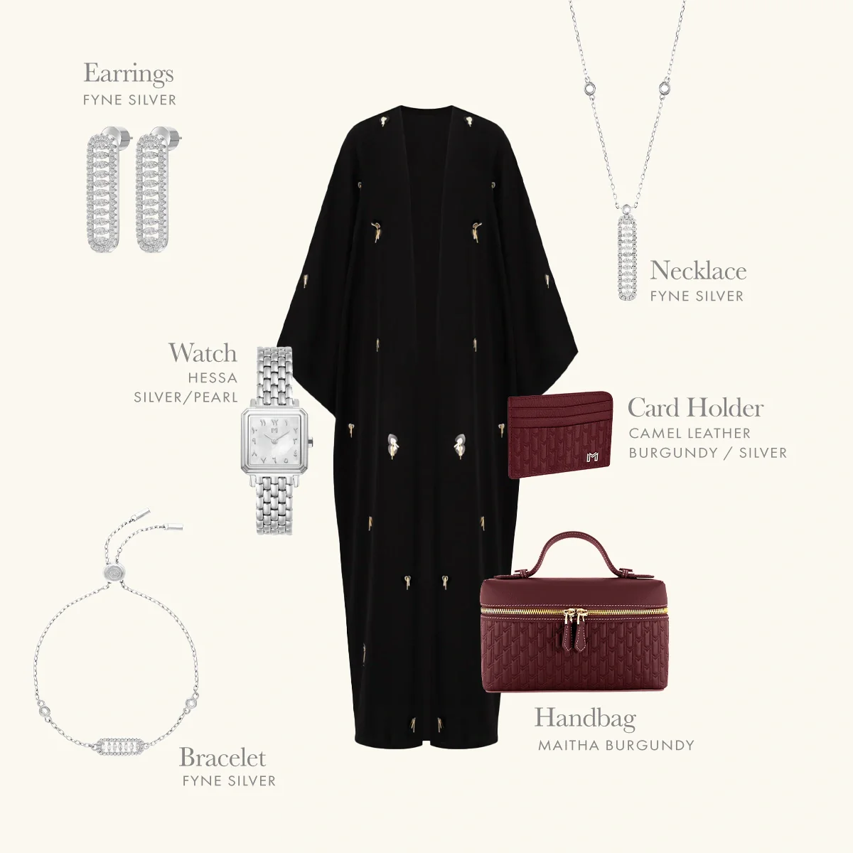 Maitha / Card Holder, Burgundy - Gift Set - Image 18