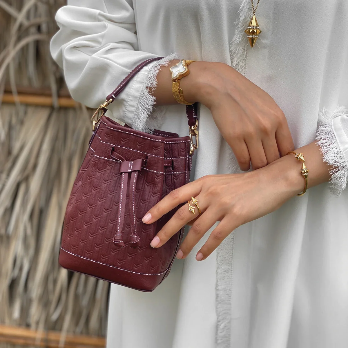 Sheikha Handbag / Burgundy - Image 7